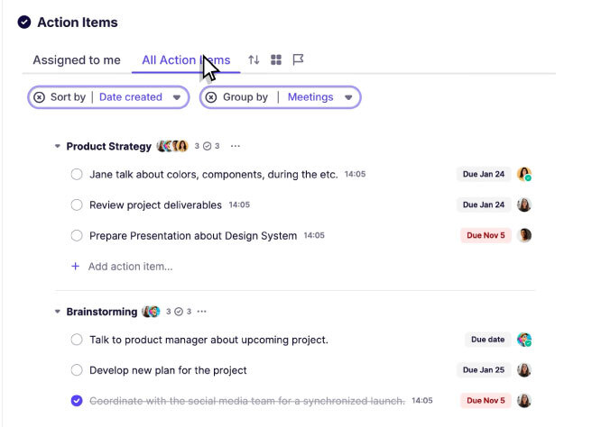 Centralized Action items